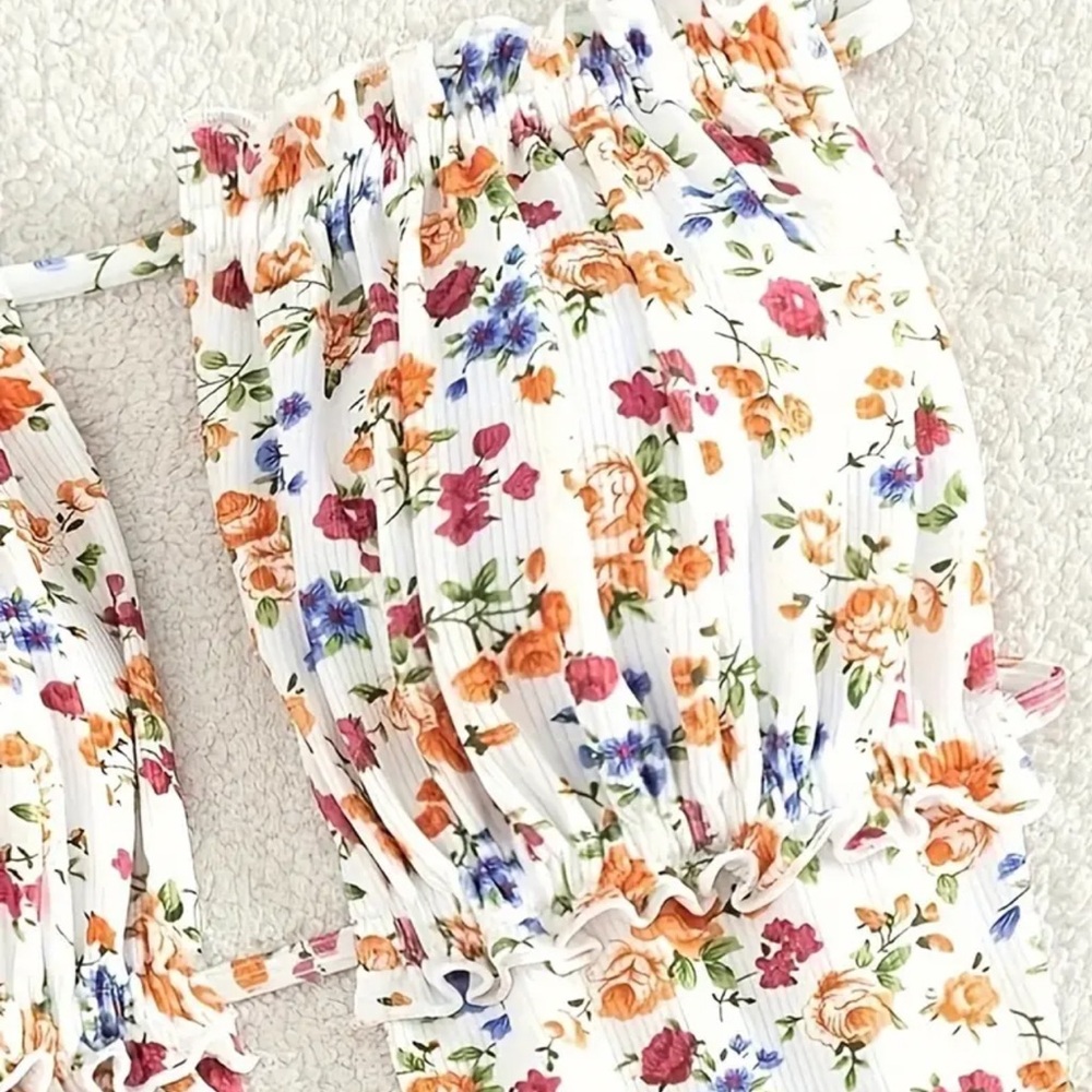 Women’s One Piece Cut-Out Floral Strapless Baithing Suit Size M - Picture 6 of 6